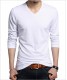 Long Sleeves V Neck Men's T-shirt 100% Cotton
