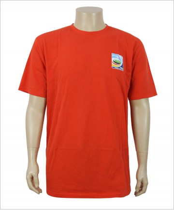 100% Cotton Red Men's T-shirt with Customized Logo