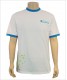White T-shirt with Blue Rib collar and sleeves