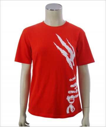 Women's Red T-shirt with Distressed Logo Printing