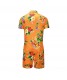 Hawaiian Style  Printing Short Mens Jumpsuits Pyjamas Fashion Pajamas Men's Sleepwear Short Sleeves Jumpsuit for Male  Adult Onesie