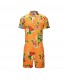 Hawaiian Style  Printing Short Mens Jumpsuits Pyjamas Fashion Pajamas Men's Sleepwear Short Sleeves Jumpsuit for Male  Adult Onesie