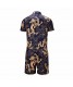 Dragon Printing Short Mens Jumpsuits Pyjamas Fashion Pajamas Men's Sleepwear Short Sleeves Jumpsuit for Male  Adult Onesie