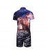 Full Color Digital Imprinting Short Mens Jumpsuits Pyjamas Fashion Pajamas Men's Sleepwear Short Sleeves Jumpsuit for Male  Adult Onesie