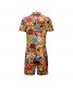 Short Mens Jumpsuits Pyjamas Fashion Pajamas Men's Sleepwear Short Sleeves Jumpsuit for Male Full Cartoon Printing Adult Onesie