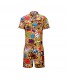 Short Mens Jumpsuits Pyjamas Fashion Pajamas Men's Sleepwear Short Sleeves Jumpsuit for Male Full Cartoon Printing Adult Onesie