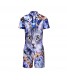 Cute Cat Printing Short Mens Jumpsuits Pyjamas Fashion Pajamas Men's Sleepwear Short Sleeves Jumpsuit for Male  Adult Onesie