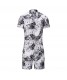 Tropical Plant Pattern Imprinting Short Mens Jumpsuits Pyjamas Fashion Pajamas Men's Sleepwear Short Sleeves Jumpsuit for Male  Adult Onesie