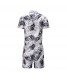Tropical Plant Pattern Imprinting Short Mens Jumpsuits Pyjamas Fashion Pajamas Men's Sleepwear Short Sleeves Jumpsuit for Male  Adult Onesie